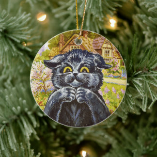 Kitty & House Hintergrund von Louis Wain ・ Ornamen Keramik Ornament