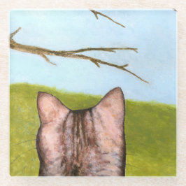 Kitty im Fenster Glasuntersetzer