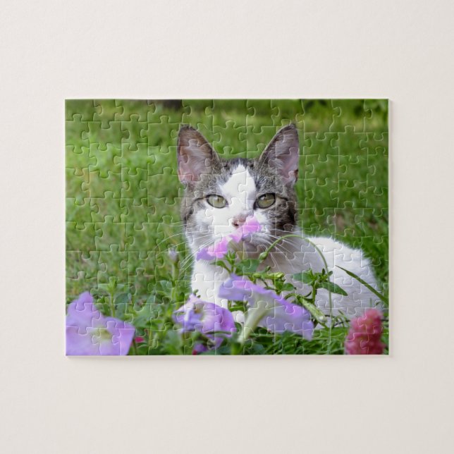 Kitty im Petunias-Puzzle (Horizontal)