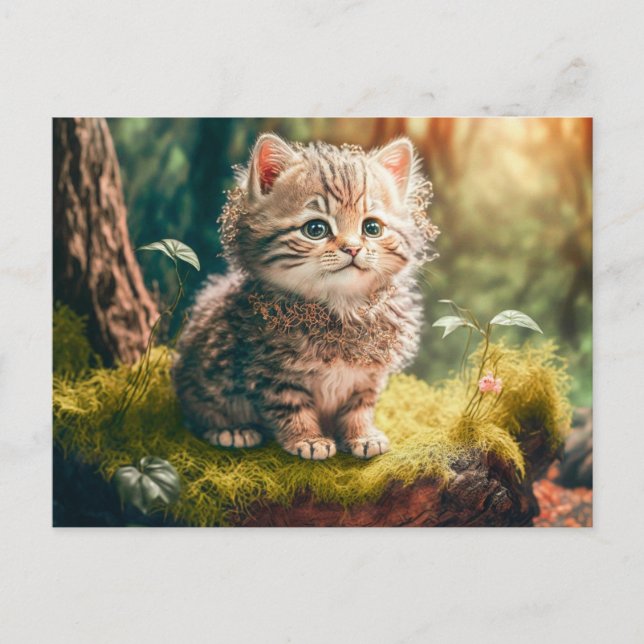 Kitty im Wald Postkarte (Vorderseite)