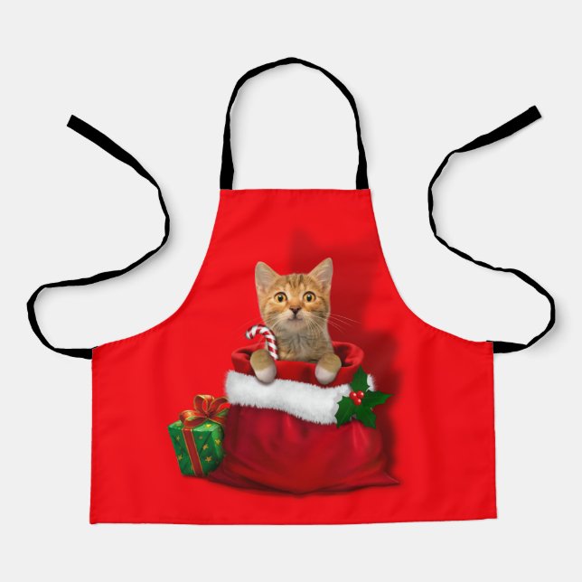 Kitty in a Christmas Bag Schürze (Vorderseite)
