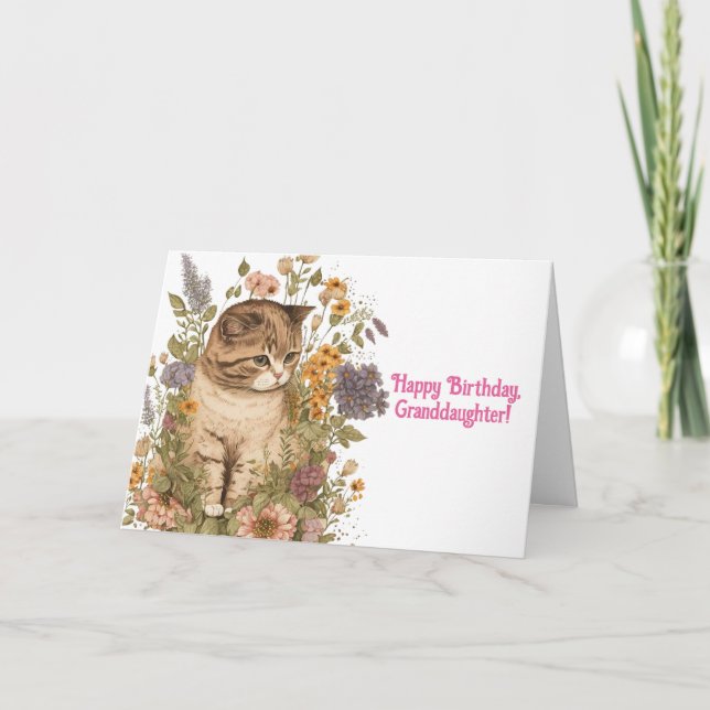 KITTY IN BLUME GRANDDAUGHTER BIRTHDAY CARD KARTE (Vorderseite)