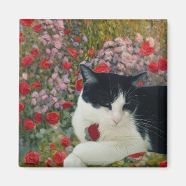 Kitty in Blume Magnet