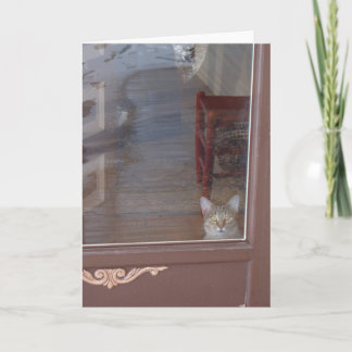 Kitty in der Tür Karte