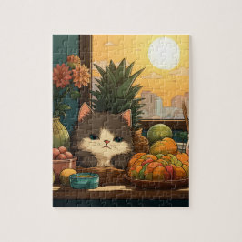Kitty in einem Korb im Sun-Puzzle