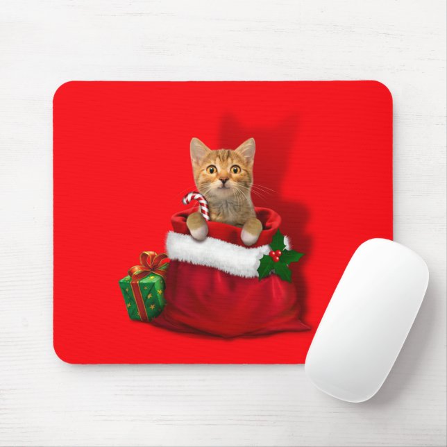 Kitty in einer Weihnachtstasche Mousepad (Mit Mouse)