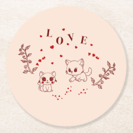 Kitty in Liebe Runder Pappuntersetzer