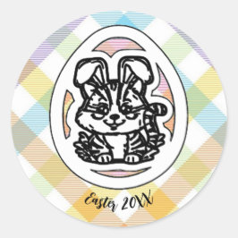 Kitty ist für Ostern gekleidet! Runder Aufkleber