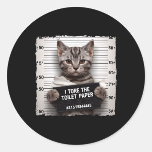 Kitty Jail Foto ich zerrissen die Toilettenpapier  Runder Aufkleber