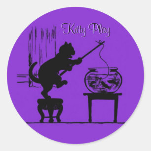 Kitty Jouer Chat Violet Stickers Silhouette