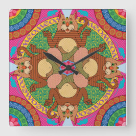 Kitty Karma Clock Quadratische Wanduhr