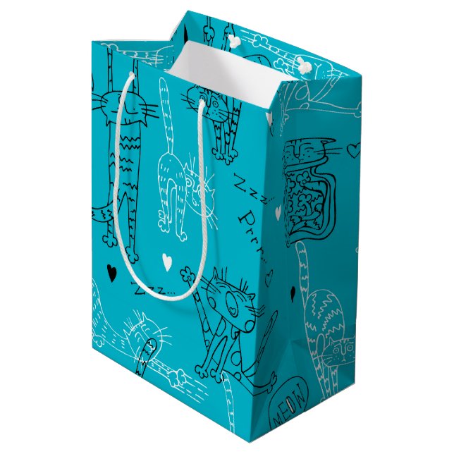 Kitty Kat Antics Mittlere Geschenktüte (Rückseite Schrägansicht)