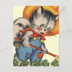 Kitty Kat Gardener Postkarte
