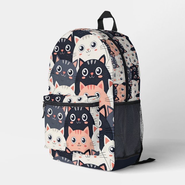 Kitty Kat Kaleidoscope Bedruckter Rucksack (Rückseitige Ecke Rechts)