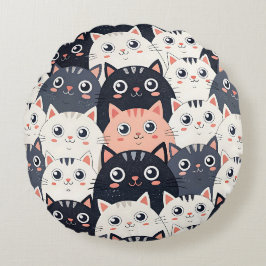 Kitty Kat Kaleidoscope Rundes Kissen