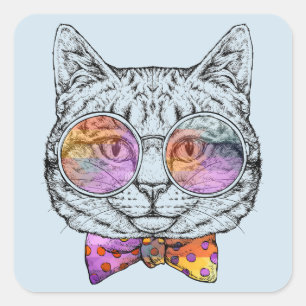 Kitty Kat Quadratischer Aufkleber