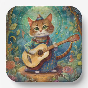 Kitty Kat spielt Gitarre Pappteller