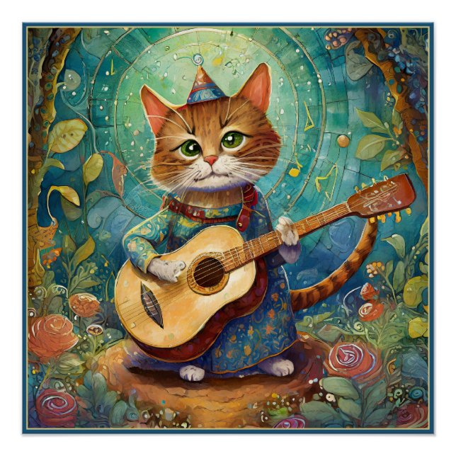Kitty Kat spielt Gitarre Poster (Vorderseite)