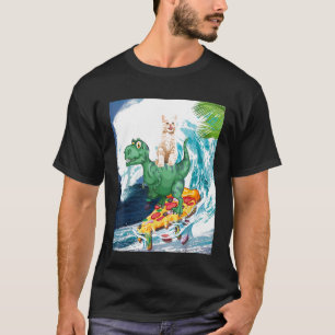 Kitty Katze Surfen Pizza Reiten TRex Dinosar Haust T-Shirt