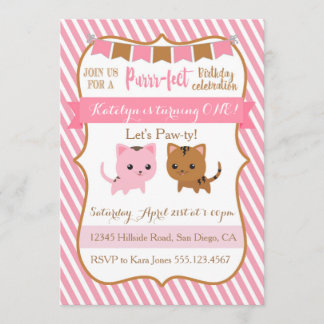 Kitty-Katzen-Geburtstags-Party Einladung