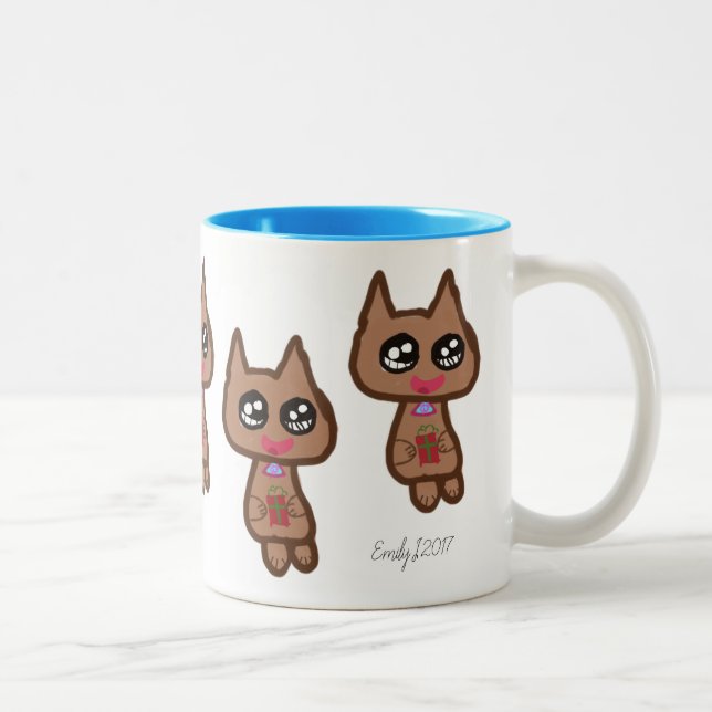 Kitty-Katzen-Kaffee-Tee-Tasse Zweifarbige Tasse (Rechts)