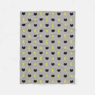 Kitty-Katzen-Mond-und Stern-Polyester-Fleece-Decke Fleecedecke