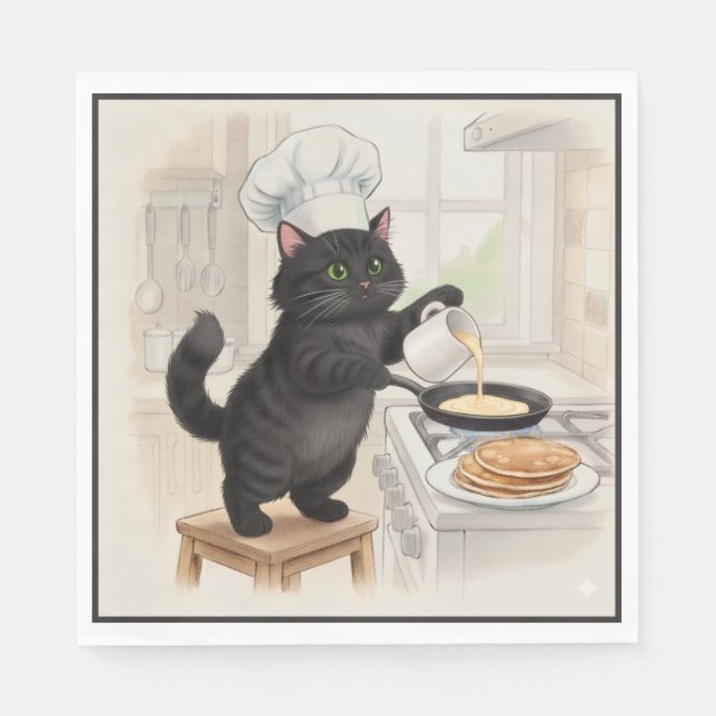 KItty Kichen Schwarze Katze, Servietten (Vorderseite)