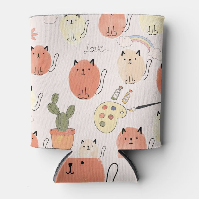 Kitty Kitten Cats: Süße Tier Pattern Dosenkühler (Vorderseite)