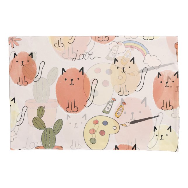 Kitty Kitten Cats: Süße Tier Pattern Kissenbezug (Vorderseite)