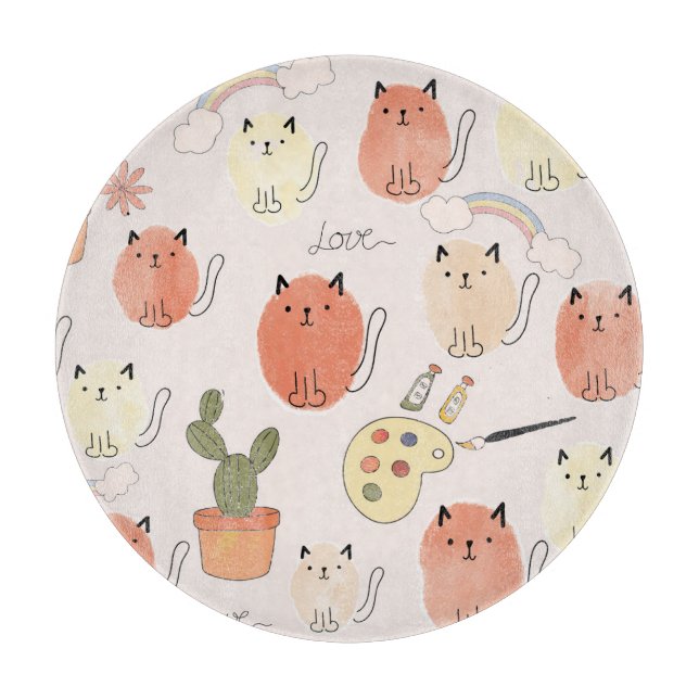 Kitty Kitten Cats: Süße Tier Pattern Schneidebrett (Vorderseite)
