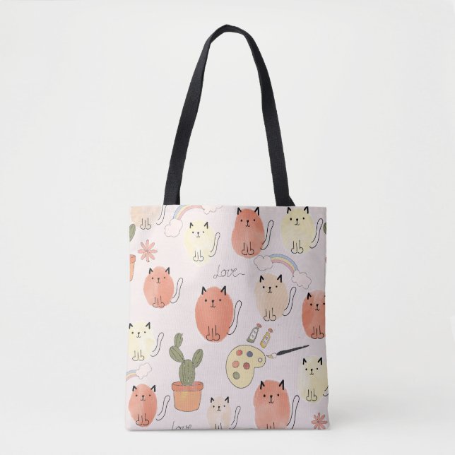 Kitty Kitten Cats: Süße Tier Pattern Tasche (Vorderseite)