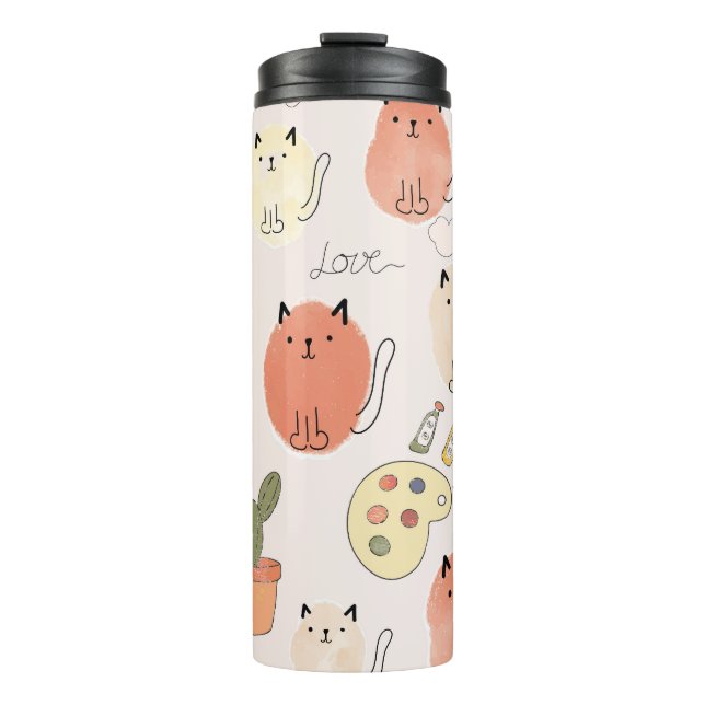 Kitty Kitten Cats: Süße Tier Pattern Thermosbecher (Vorderseite)