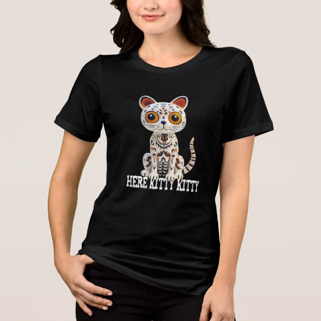 Kitty Kitten hier halb Outfit Katze Tri-Blend Shirt (Vorderseite)