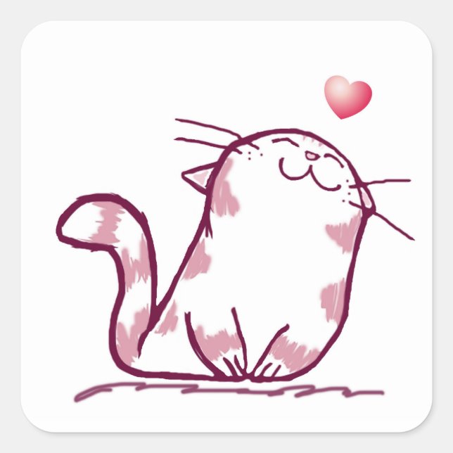 Kitty Liebe Quadratischer Aufkleber (Vorderseite)