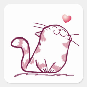 Kitty Liebe Quadratischer Aufkleber