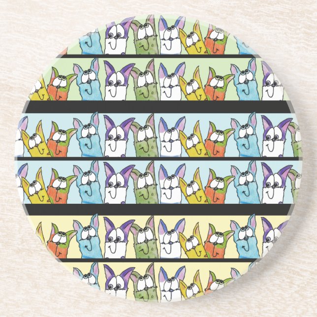 Kitty Lineup-farbige Katzen Untersetzer (Vorne)