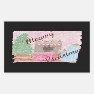 Kitty-mas Mischief (Weihnachten) Rechteckiger Aufkleber