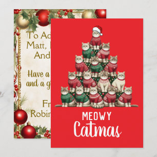 Kitty Meowy Catmas Weihnachtsbaum Feiertagskarte