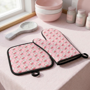 Kitty-Ofenhandschuh und Topflappen-Set Ofenhandschuh & Topflappen-Set