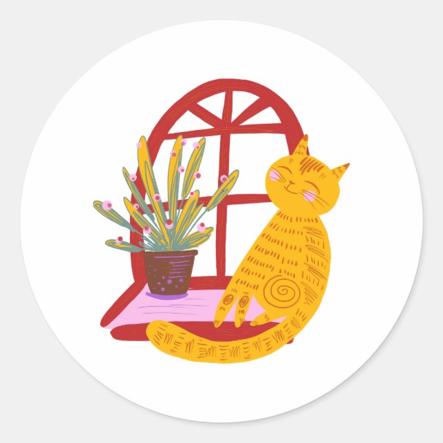 Kitty oh so glücklich, niedlich und kuschelig, runder aufkleber (Vorderseite)