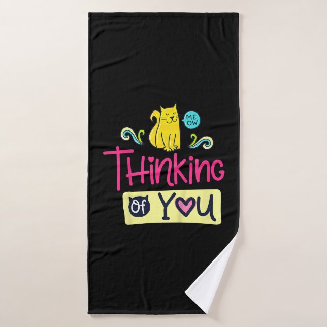 Kitty Pense À Toi | Cadeau Amoureux des chats mign (Serviette de bain)