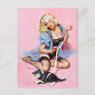 Kitty Pin Up Postkarte