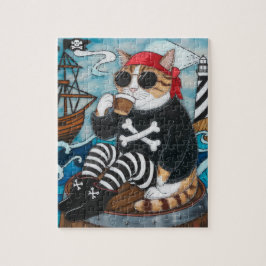 Kitty Pirate in fuzzy schwarzen Pullover mit einem