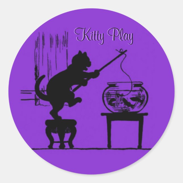 Kitty Play Lila Cat Silhouette Stickers (Vorderseite)