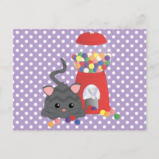 Kitty Playing mit Gumballs Postkarte (Vorderseite)