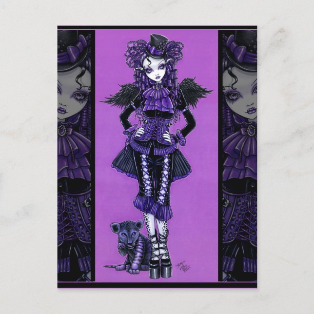 Kitty Purple Chat gothique Victorian Angel Carte p (Devant)
