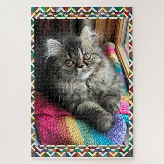 Kitty Quilter Tabletop Herausforderung Jigsaw Puzz (Vertikal)