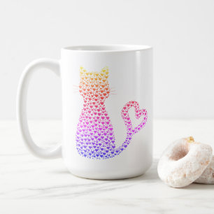 Kitty Rainbow Heart Love Coffee Mug