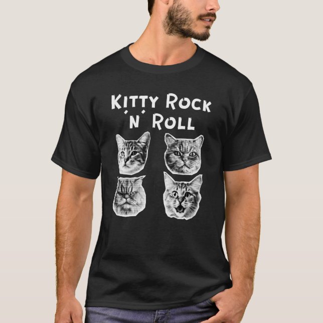 Kitty Rock und Roll Retro T-Shirt (Vorderseite)