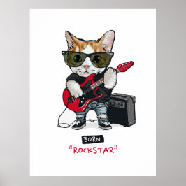 Kitty Rockstar T - Shirt Poster